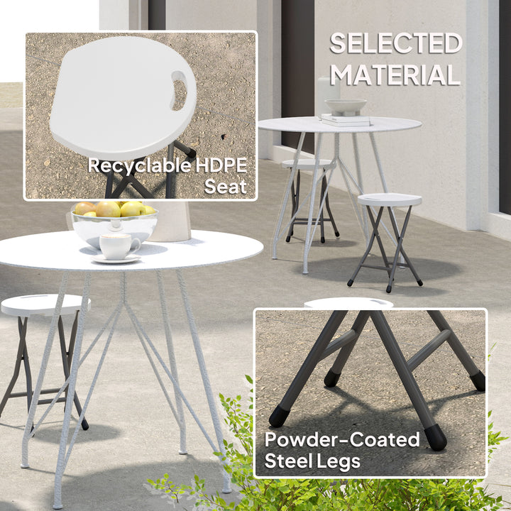 Set of Four Folding Carry Stools - White