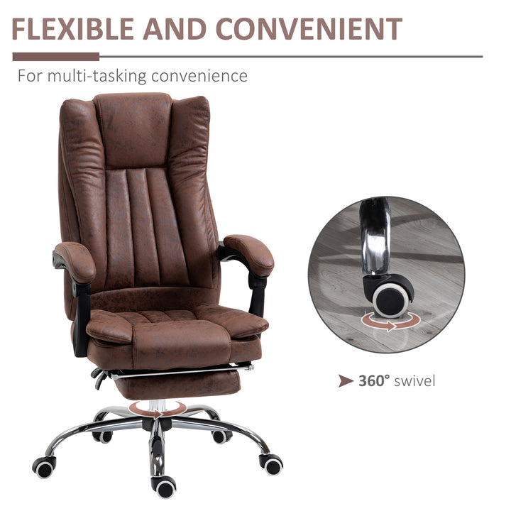 Vinsetto Ergonomic Desk Chair Home Office Chair with Reclining Function Armrests Swivel Wheels Footrest Brown