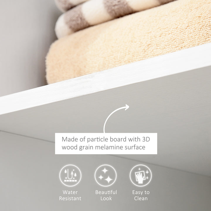 MCL Open Wardrobe on Wheels, Bedroom Wardrobe with Clothes Hanging Rail, 3 Storage Shelves, Mobile Garment Rack for Cloakroom, Hallway, White