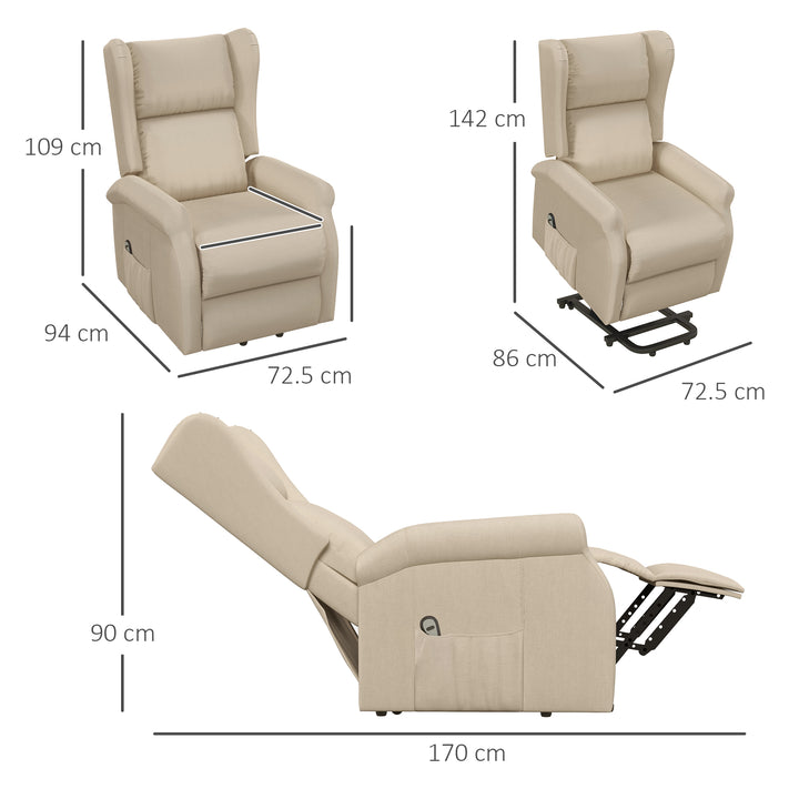 HOMCOM Recliner Armchair for the Elderly with Remote Control, Fabric Electric Recliner Chair for Living Room, Beige