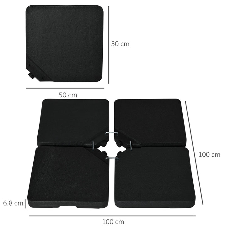 Four-Piece Plastic Cantilever Parasol Base - Black