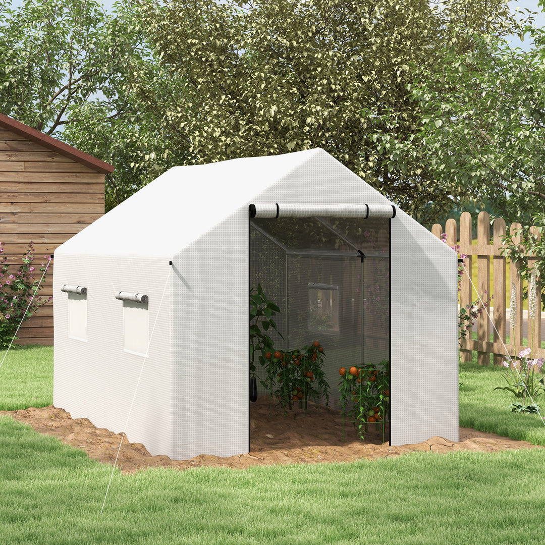 Outsunny Polyethylene Walk-in Polytunnel Greenhouse, 2 x 3(m), White