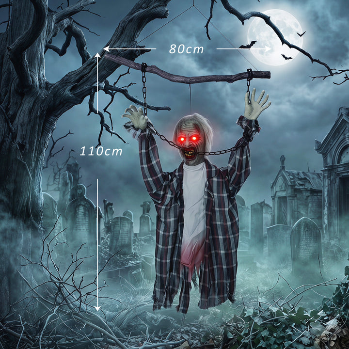 110cm Screaming Animated Hanging Halloween Decoration, Sound Touch Act
