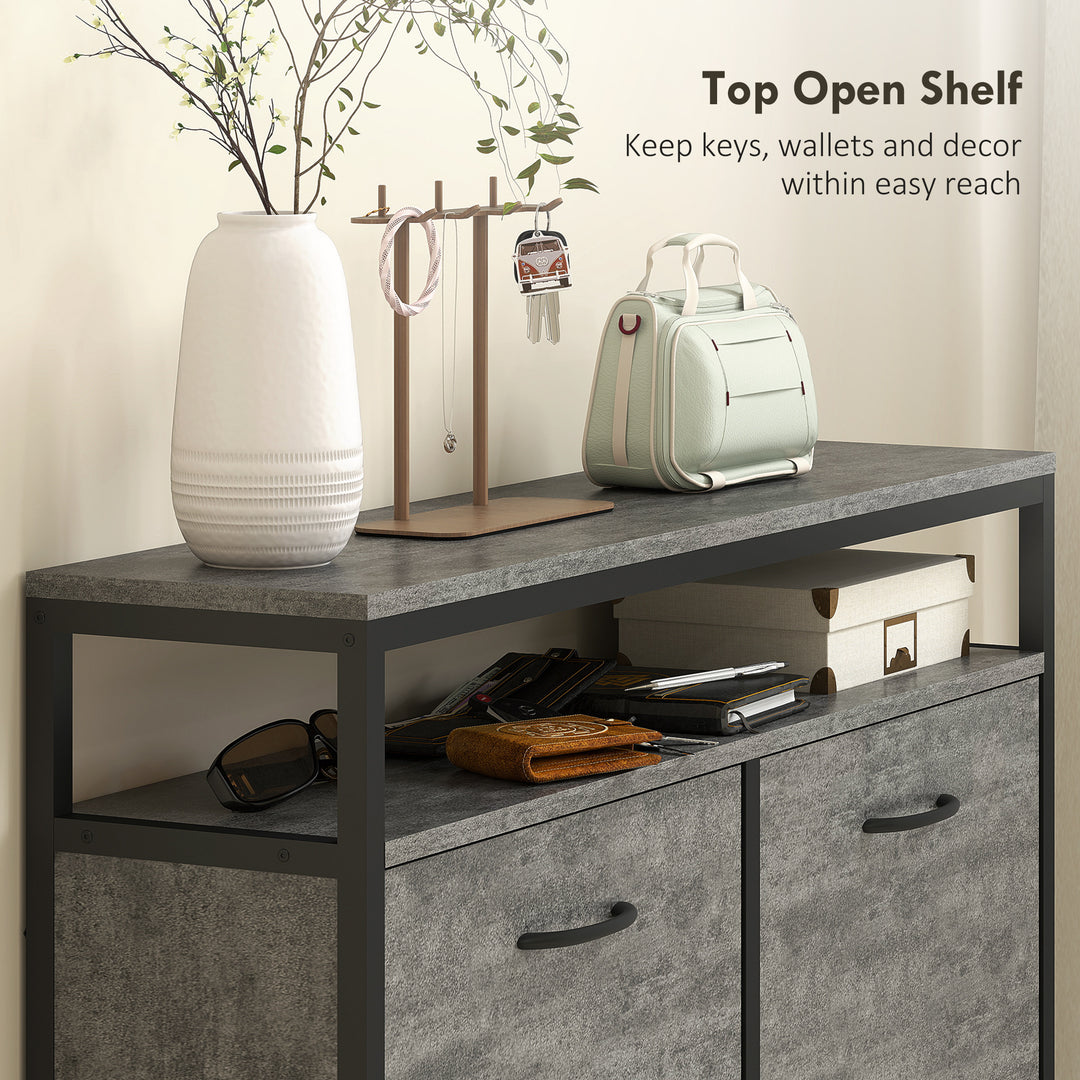 Shoe Storage Cabinet with 4 Flip Drawers and Open Shelf - Cement Grey