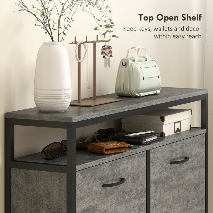 Shoe Storage Cabinet with 4 Flip Drawers and Open Shelf - Cement Grey
