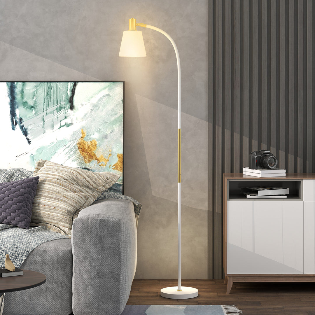 Floor Lamp for Living Room, Spotlight Reading Standing Lamp with Adjustable Height, Rocker on/off Switch, Indoor Task Lighting for Bedroom, Office, White (Bulb not Included)