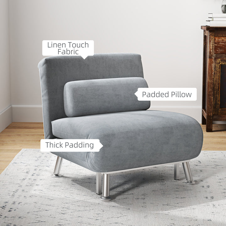Single Velvet-Feel Sleeper Chair - Grey