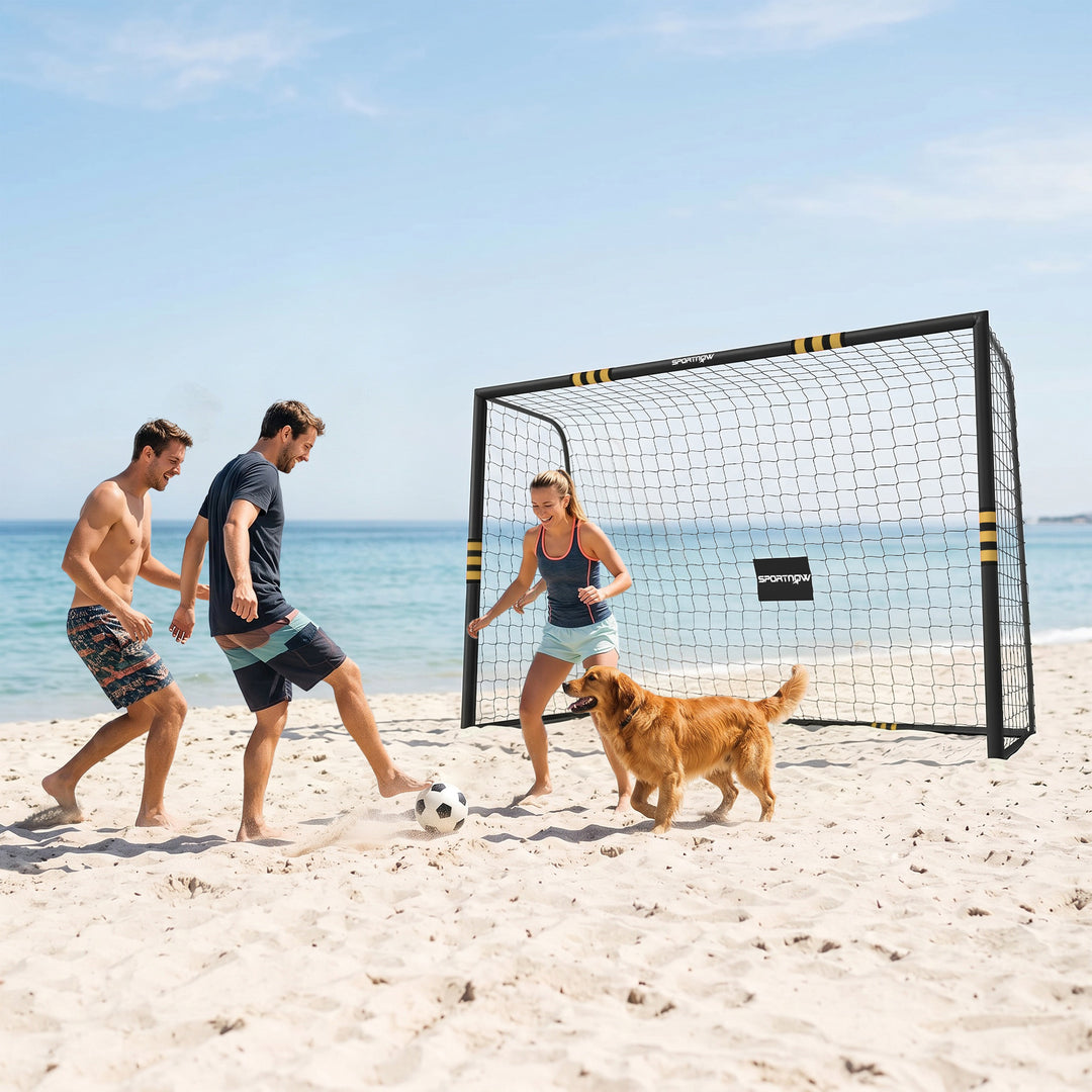 Football Goal, 10 x 6.5ft Football Net with Ground Stakes, EPE Foam Pa