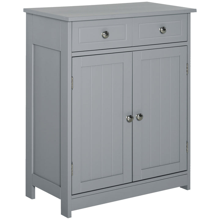 MCL 75x60cm Freestanding Bathroom Storage Cabinet Unit w/ 2 Drawers Cupboard Adjustable Shelf Metal Handles Traditional Style