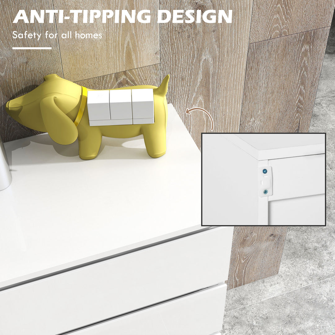 5-Drawer Modern Dresser, High Gloss Storage Drawer Unit for Bedroom, White