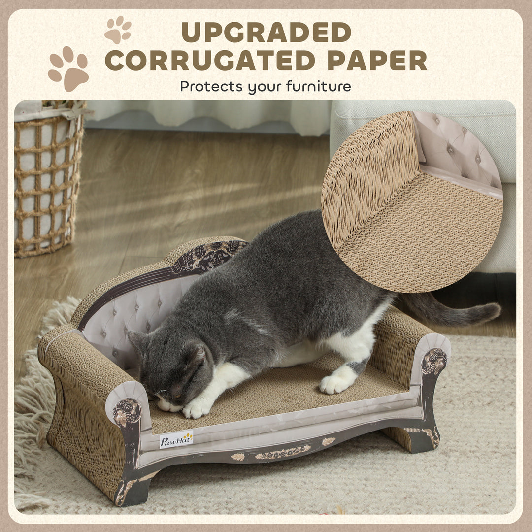 2-in-1 Cat Scratcher with Organic Catnip for Indoor Cats, 29.5 x 56 x 26cm, Brown