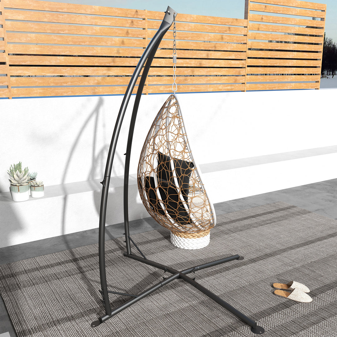 Hammock Chair Stand, Hanging Heavy Duty Metal Frame Hammock Stand with Chain, for Hanging Hammock Air Porch Swing Chair, Egg Cahir, Indoor & Outdoor Use, Black