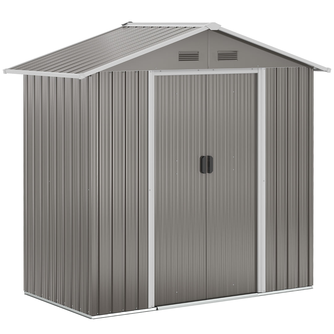MCL 6.5ft x 3.5ft Metal Garden Storage Shed for Outdoor Tool Storage with Double Sliding Doors and 4 Vents, Grey