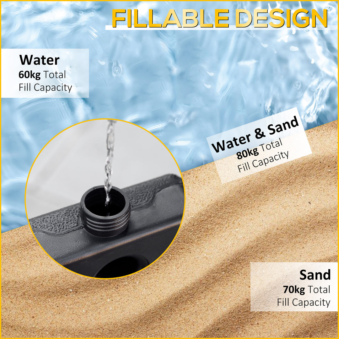 Four-Piece Plastic Cantilever Parasol Base - Black