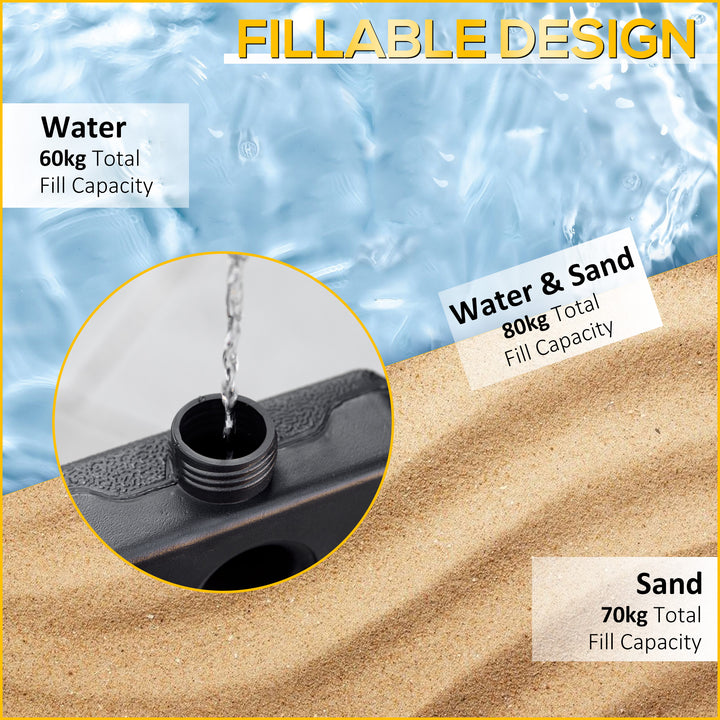 Four-Piece Plastic Cantilever Parasol Base - Black