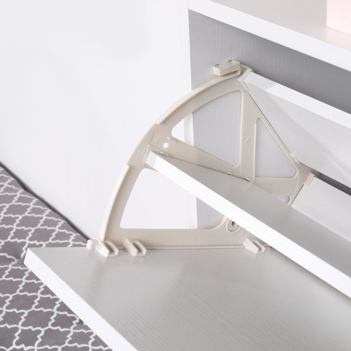 Narrow Shoe Cabinet with 3 Flip Doors, 14-18 Pairs Shoe Cupboard with Open Shelf for Slim Hallway and Entryway, 24 x 60 x 132 cm, White