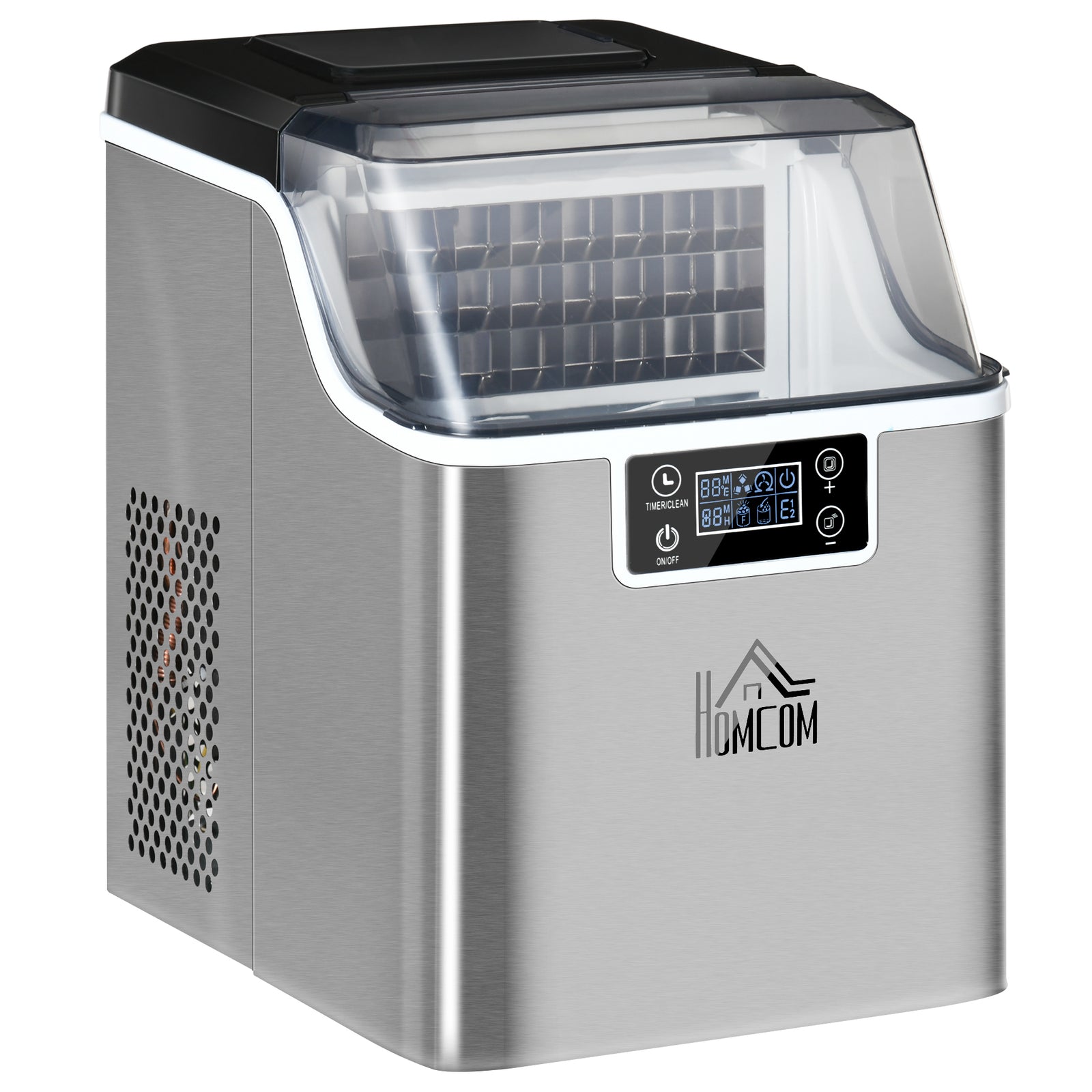 3.2L Compact Ice Machine, with LCD Screen and Accessories - Silver-Tone