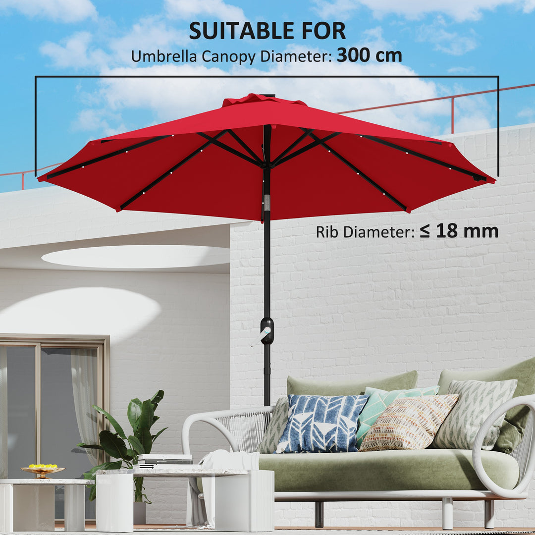 3 m Replacement Parasol Canopy with Top Vent, UPF 50+ Garden Parasol Replacement Canopy, 8 Rib Parasol Cover Replacement Fits Various Frames, Red