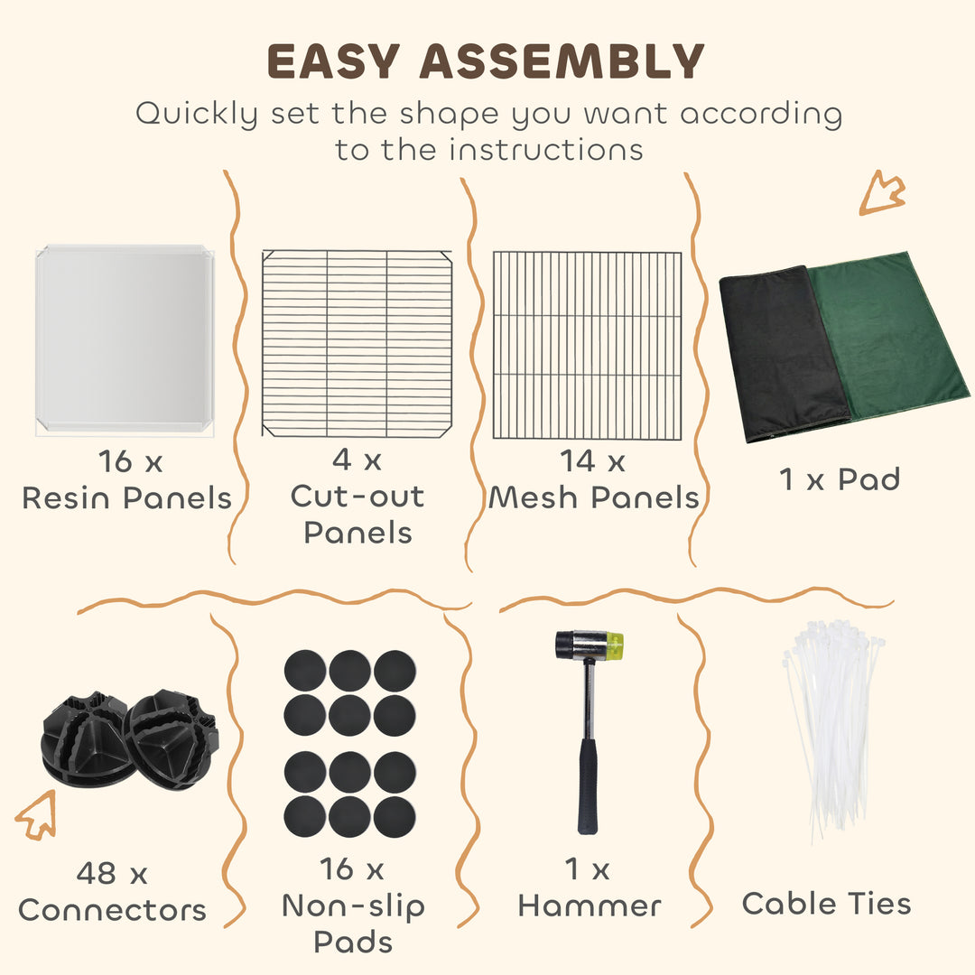 Pet Playpen with Waterproof Mat, DIY Small Animal Enclosure 34 Panels,