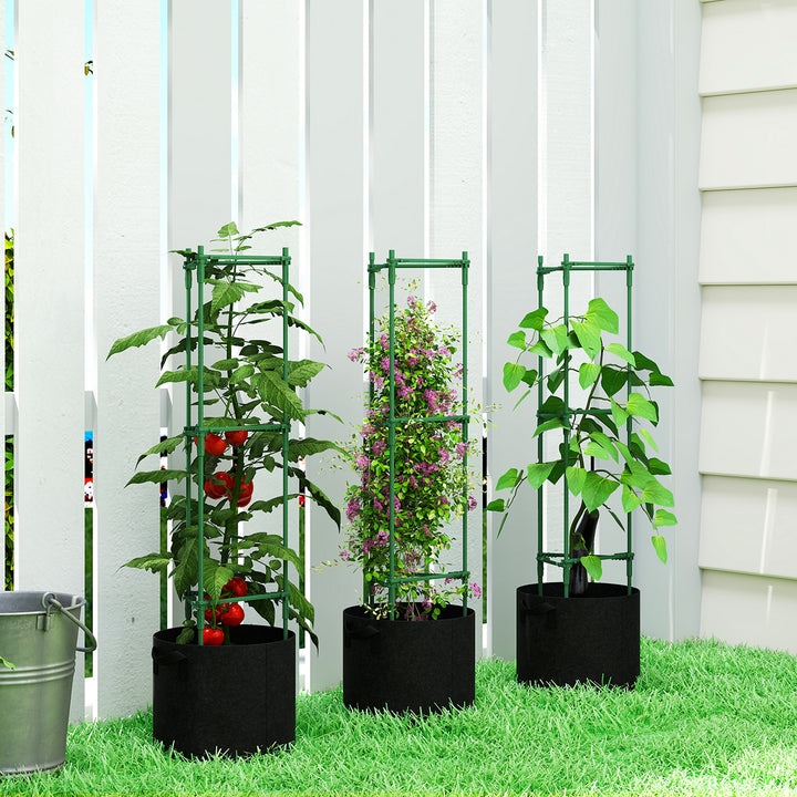 3 Packs Tomato Cages with 83.7L Grow Bags, 47.2" Adjutstable Triangle Plant Stakes Support Trellis with Planter Bags