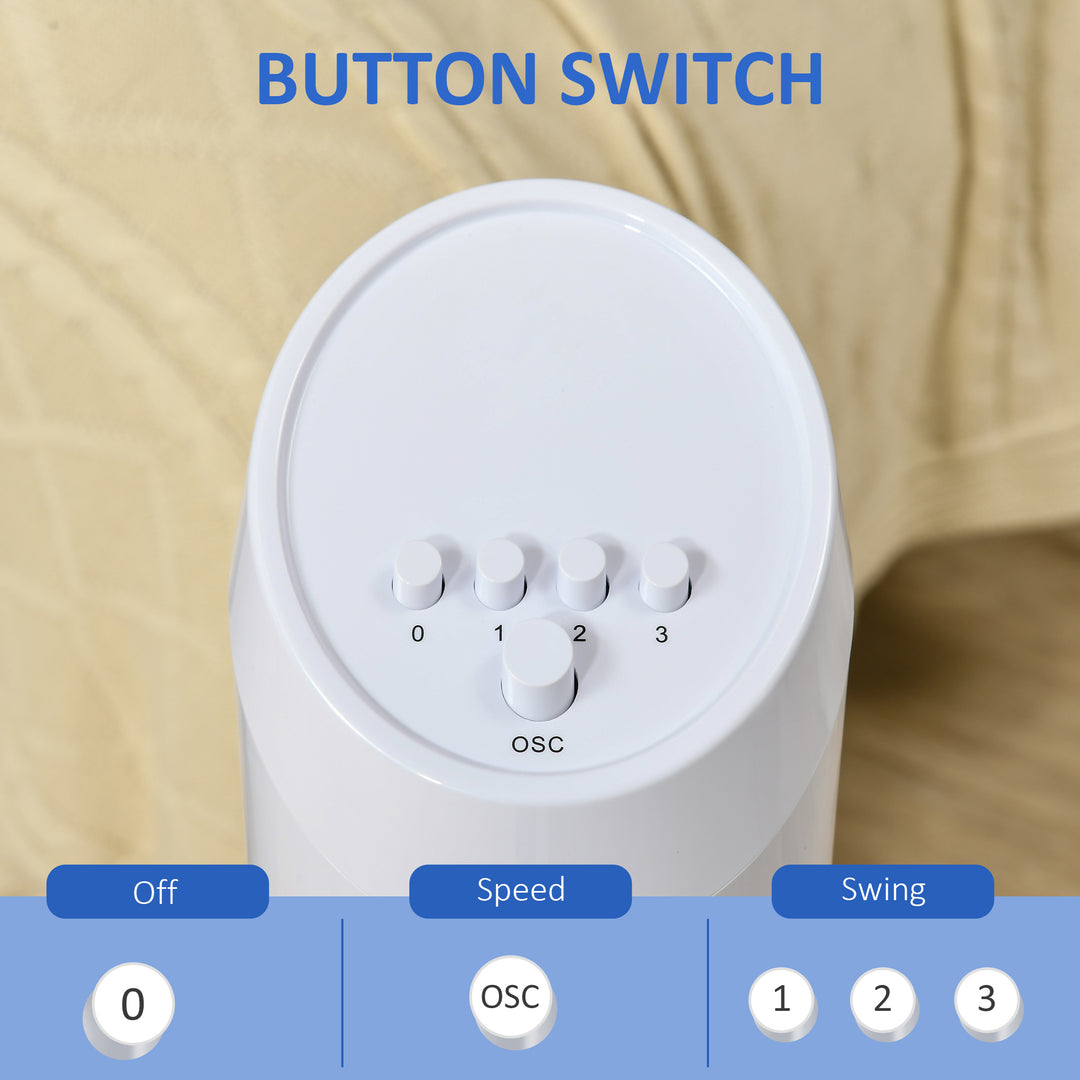 MCL Tower Fan for Bedroom Cooling, 30 Inch Electric 70° Oscillating Fan with 3 Speed Settings, Standing Floor Fan for Home Office Indoor, White