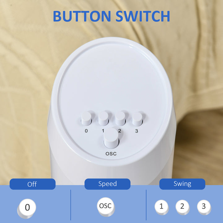 MCL Tower Fan for Bedroom Cooling, 30 Inch Electric 70° Oscillating Fan with 3 Speed Settings, Standing Floor Fan for Home Office Indoor, White