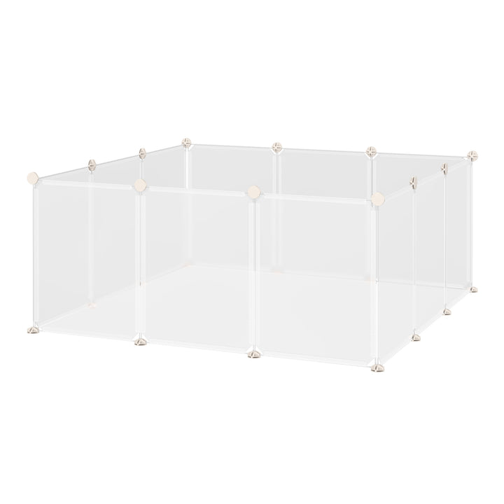 PawHut Pet Playpen DIY Small Guinea Pigs Hutches Open Enclosure Portable Plastic Fence 12 Panels for Kitten Bunny Chinchilla White | Aosom UK