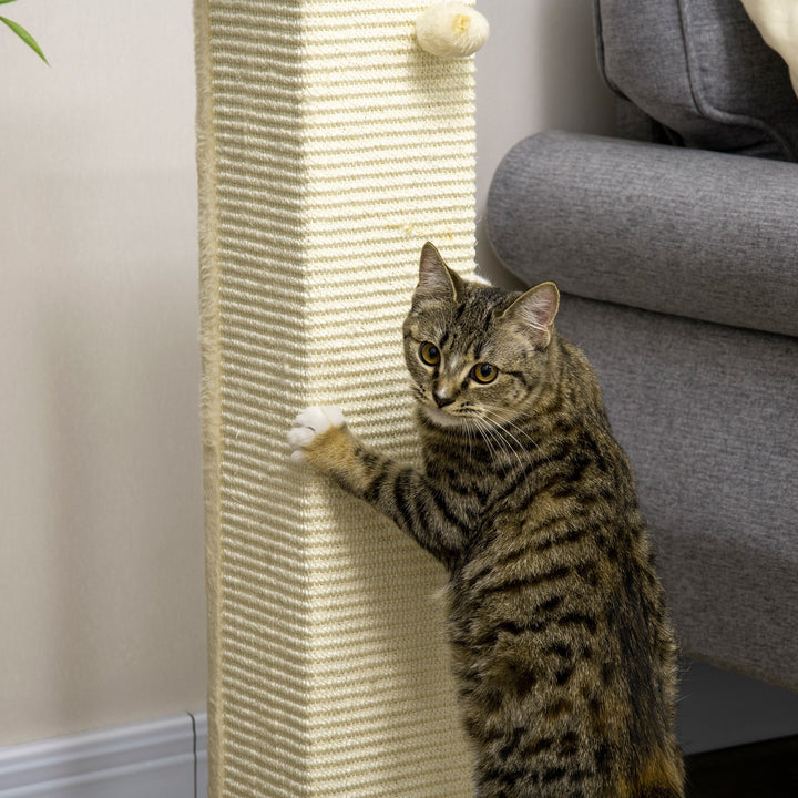 80cm Scratching Post, with Toy Ball, Sisal Rope - White