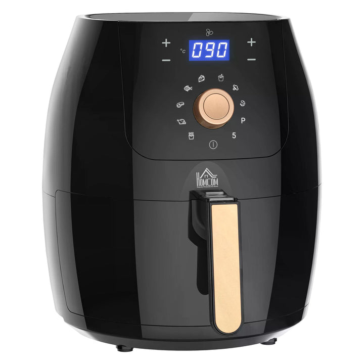 HOMCOM Air Fryer Deluxe: Digital 1700W 5.5L Rapid Air Circulation, Adjustable Temp, 60 Min Timer, Oil-Free Cooking, Black | Aosom UK