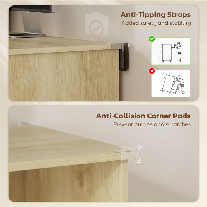 Computer Desk, Office Desk with Bookshelf, File Drawer and Legal Hangi