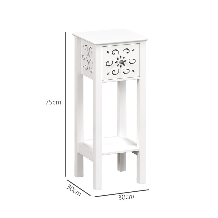 Set of Two Elegant Floral Cut-Out Side Tables - White