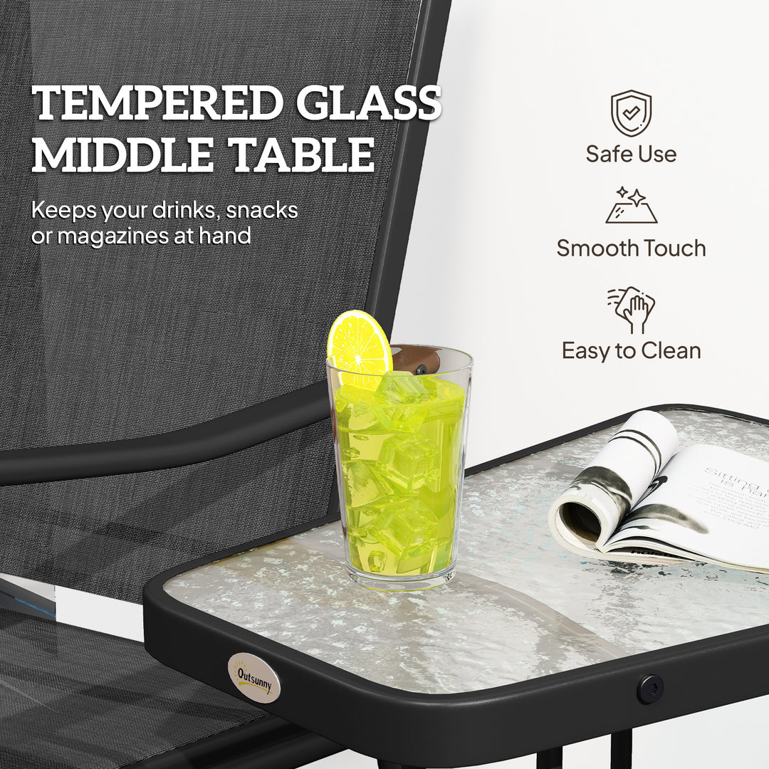 MCL Gliding Jack and Jill Seat, with Glass-Top Table - Black