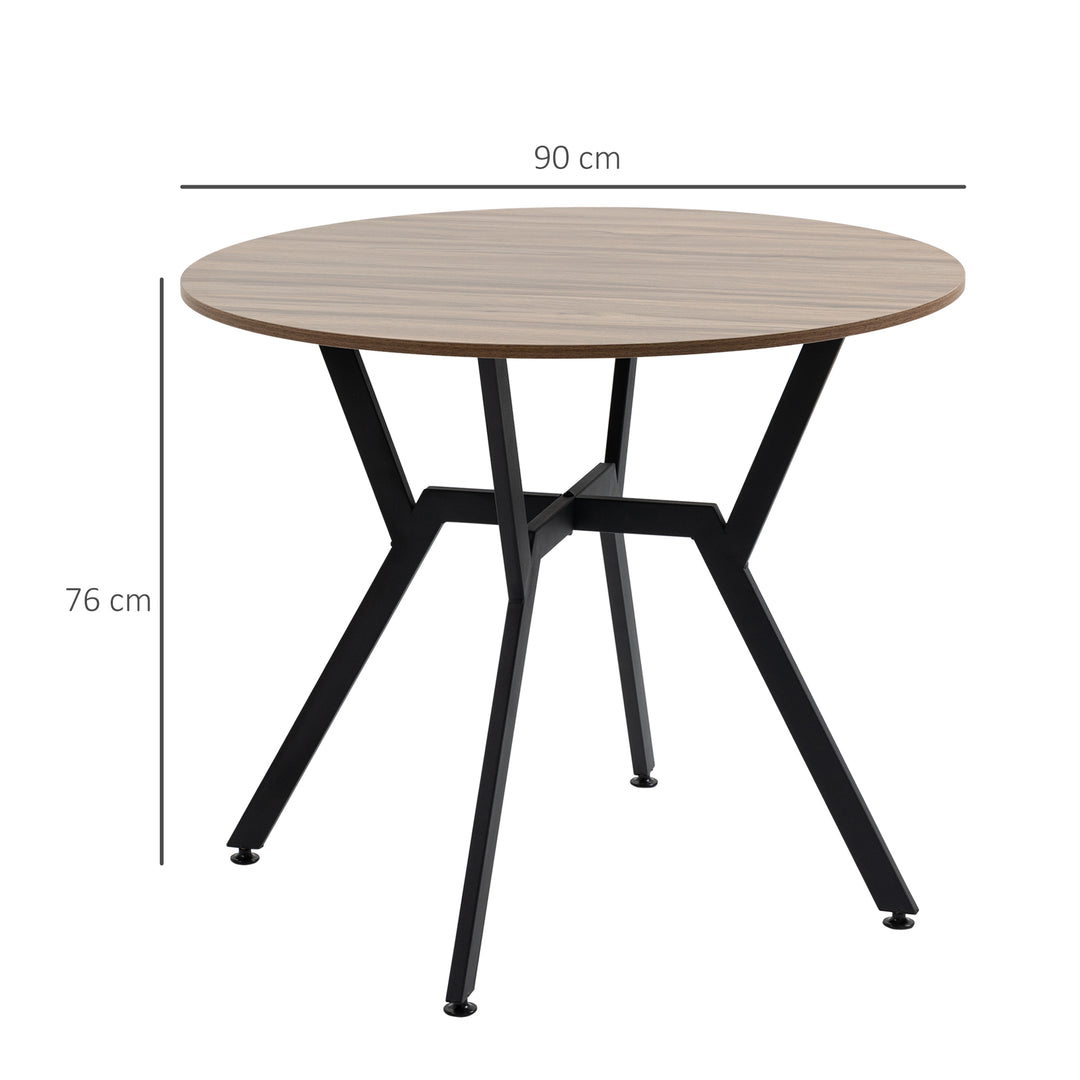 HOMCOM Round Kitchen Table with Black Legs Anti-slip Foot Pads, Dining Room Table for Living Room Dining Room, Brown | Aosom UK