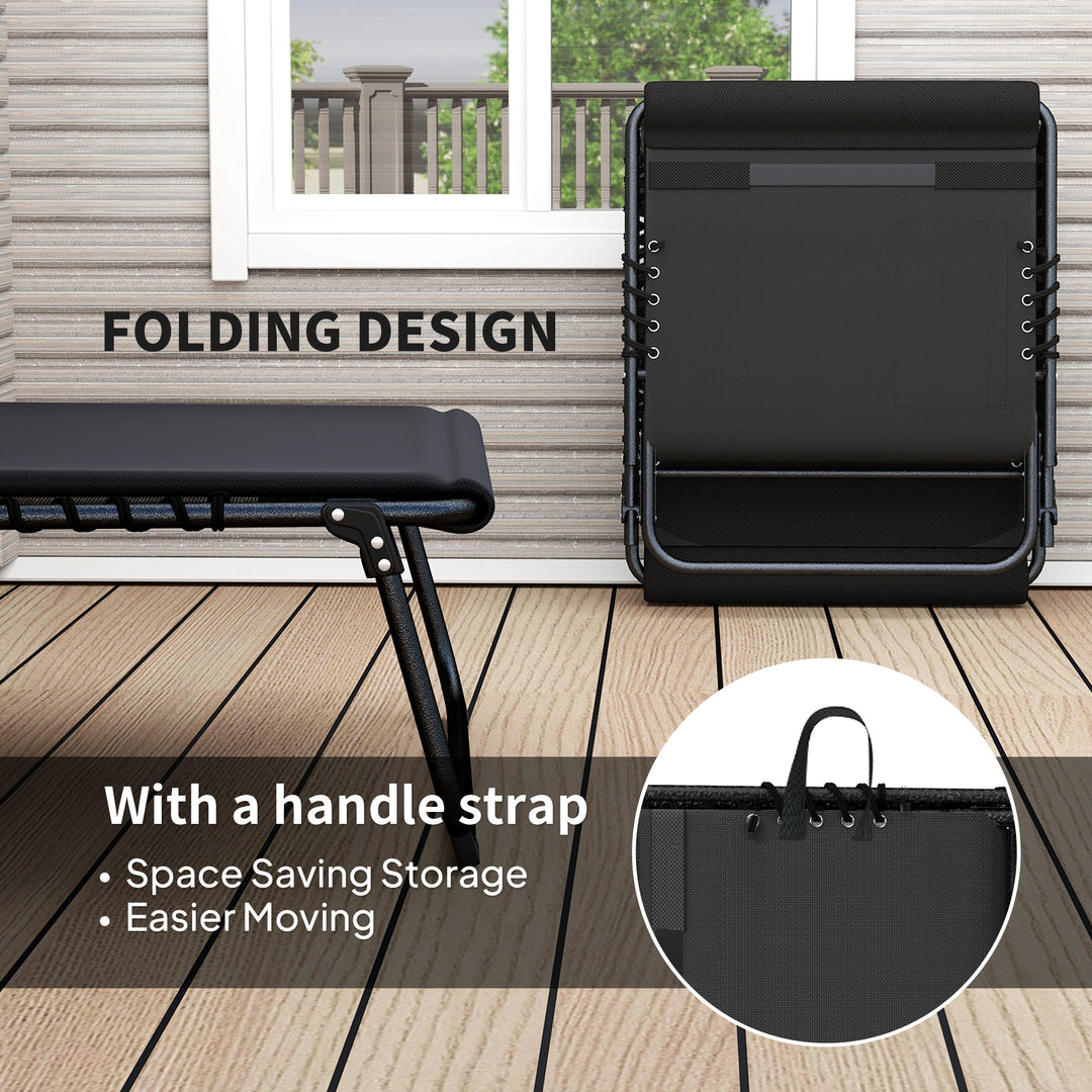 Set of Two Reclining Sun Loungers - Black