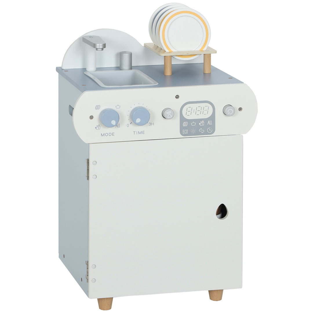 MCL Wooden Dishwasher Playset, Kitchen Sink Toys with Faucet, Sink and Accessories, Gift for Boys Girls Toddlers