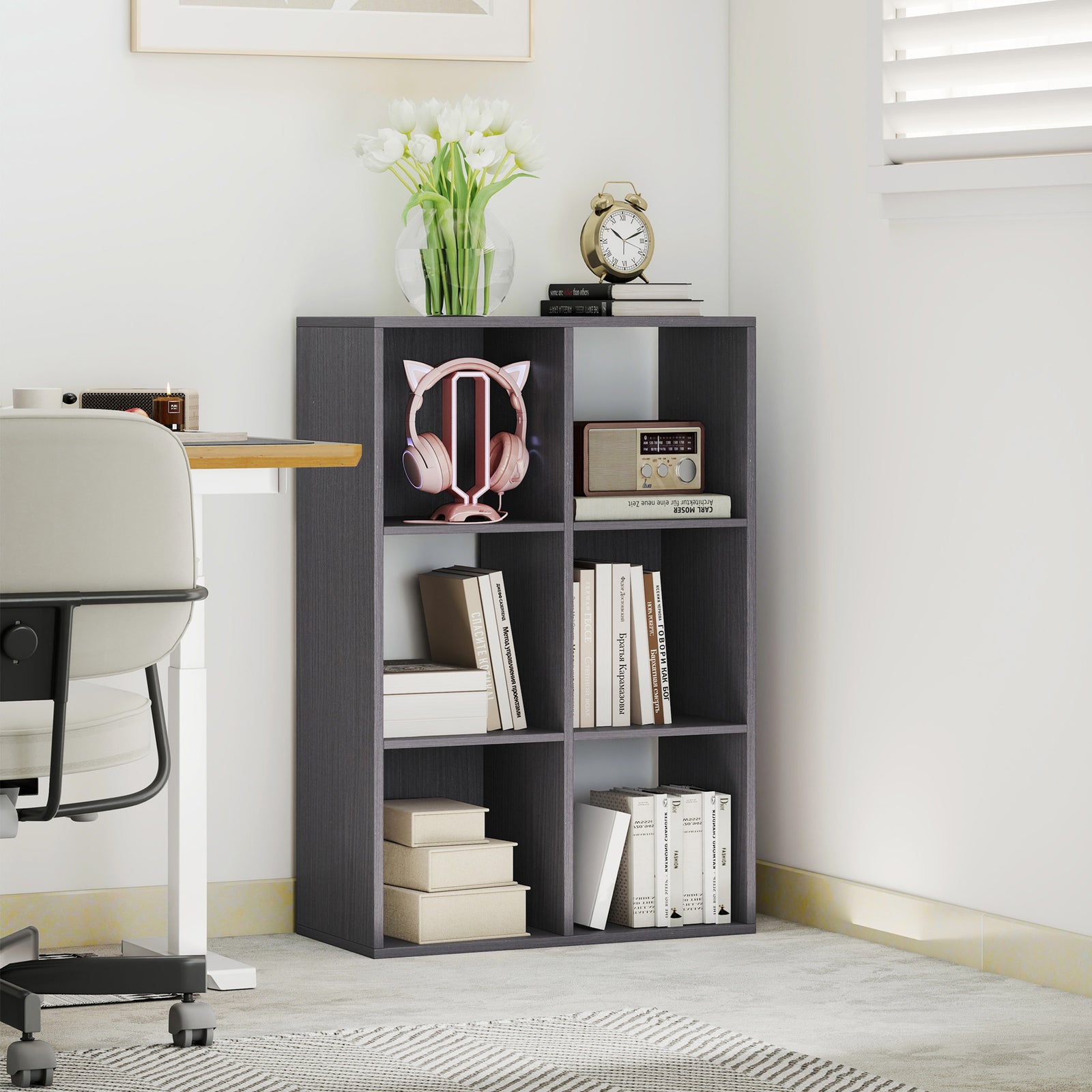 6-Cube Bookshelf - Grey