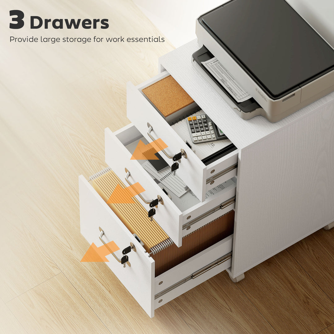 Three Drawer Wood-Effect Filing Cabinet