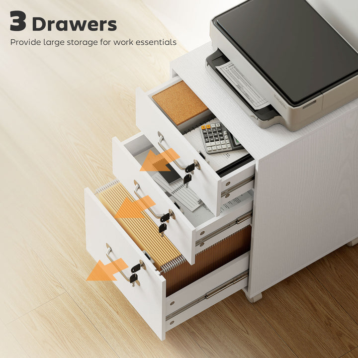 Three Drawer Wood-Effect Filing Cabinet