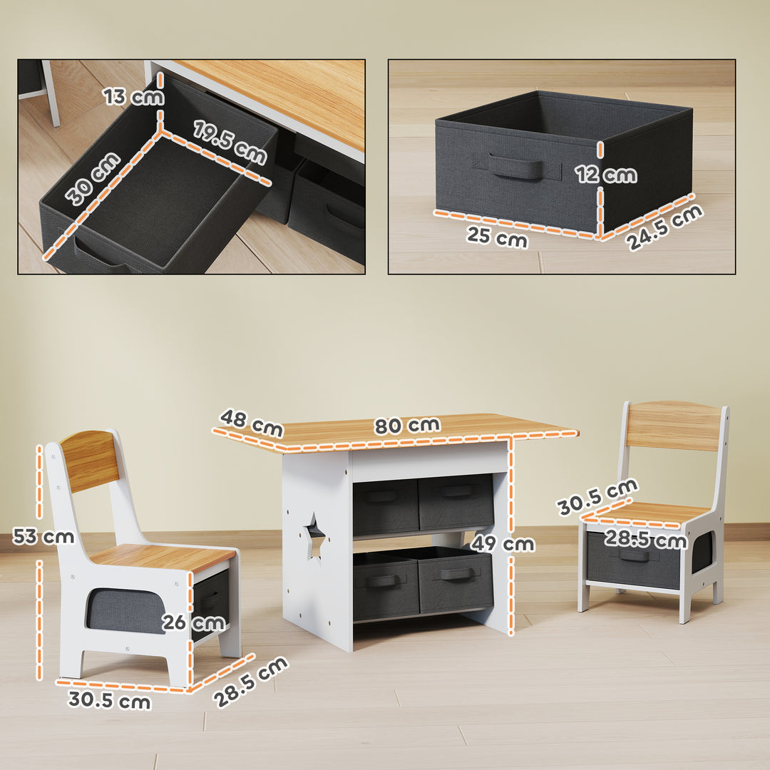 Kids Table and Chair Set, Toddler Table and 2 Chairs Set with 6 Remova