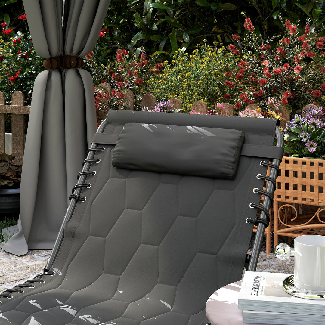 Padded Sun Lounger, with Five-Position Reclining Back - Black