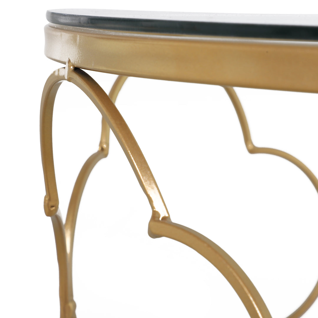 Nesting Tables Set of 2, Modern Stacking Side End Table with Tempered Glass Top, Metal Frame for Living Room Bedroom Office, Gold Tone