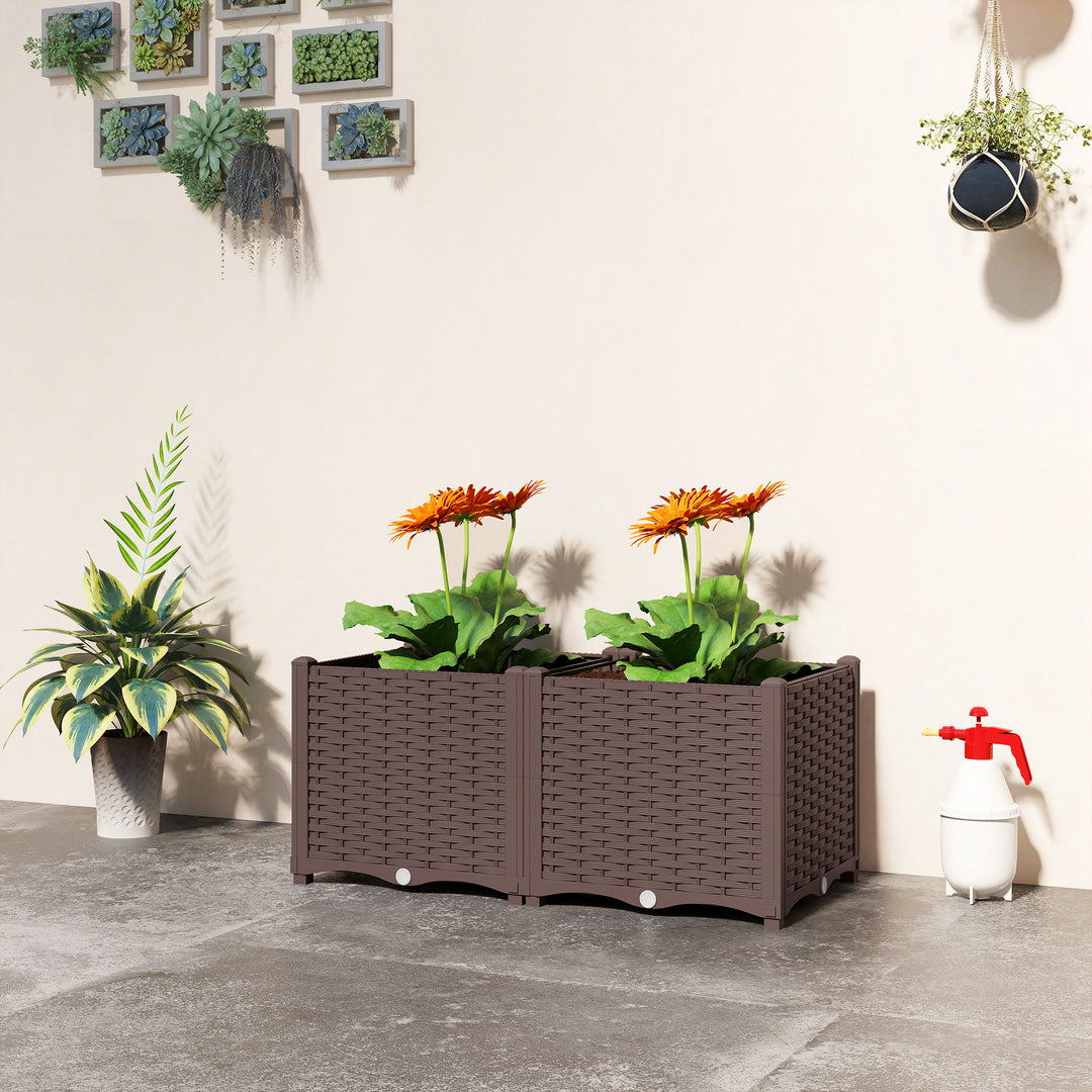Plastic Raised Garden Bed with Legs, Self Watering Elevated Planter Bo