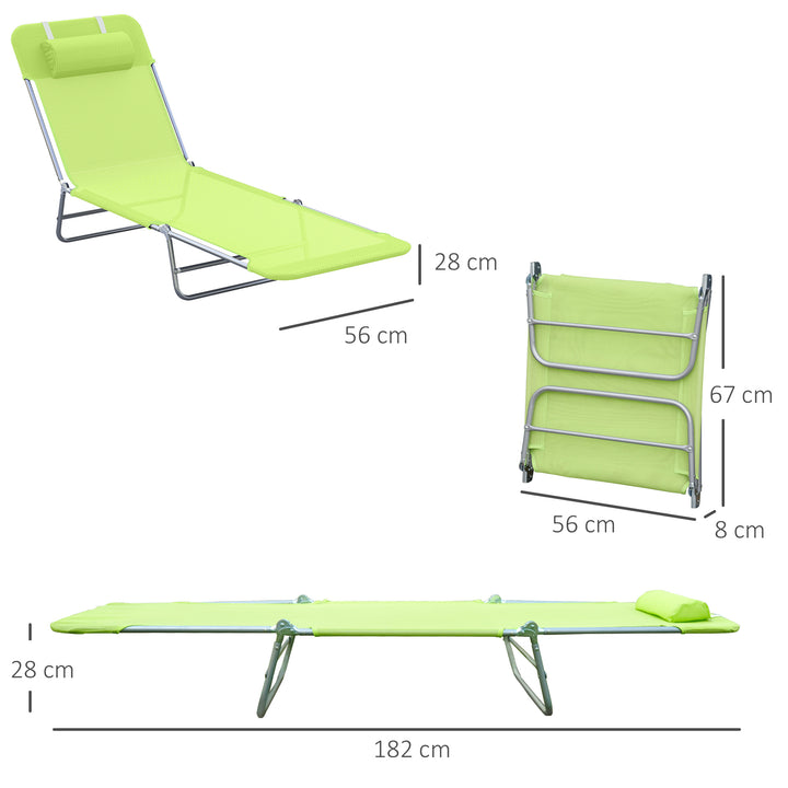Single Folding Sun Lounger - Green