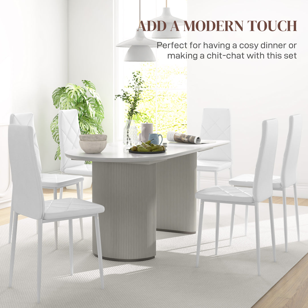 Set of 6 Faux Leather Dining Chairs - White