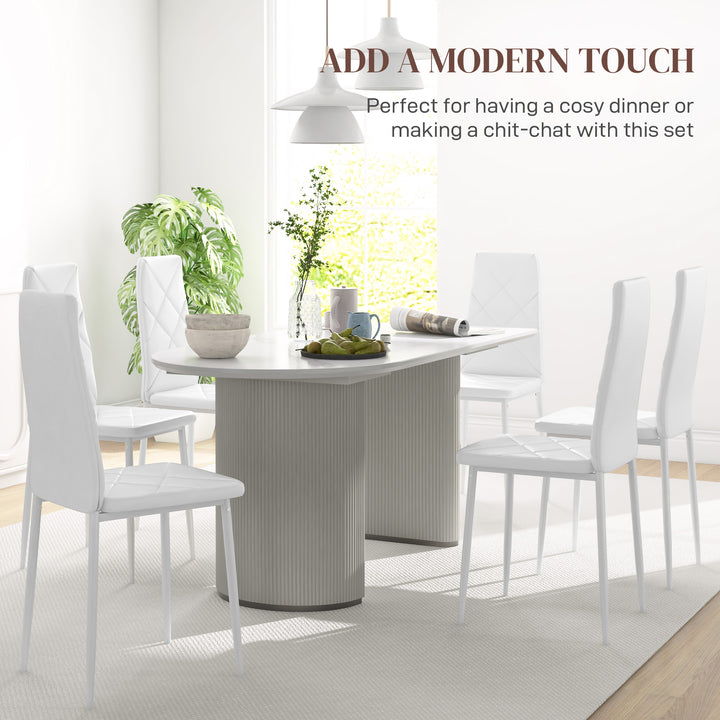 Set of 6 Faux Leather Dining Chairs - White