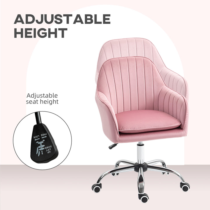Velvet-Feel Tub Office Chair, with Seat Cushion - Dark Pink