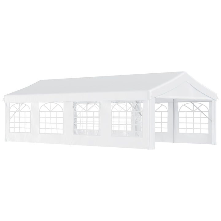 Outsunny Large Party Tent: Heavy-Duty Steel Gazebo for Events, Portable Carport Shelter, Bright White