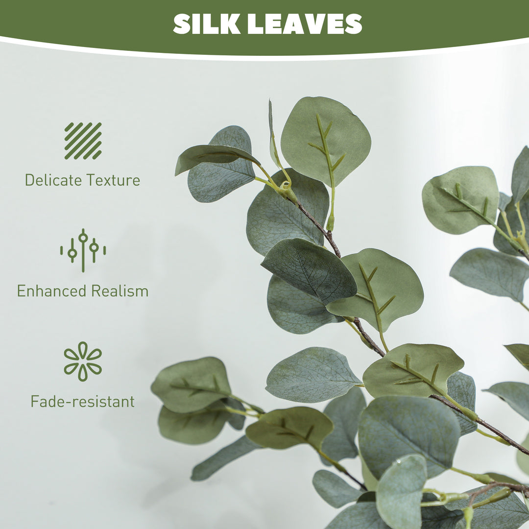 Set of 2 Decorative Artificial Tree, 4ft/ 120cm Silk Eucalyptus Trees with 230 Silver Dollar Leaves in Pot, Fake Plants for Home, Office, Living Room, Indoor Decor