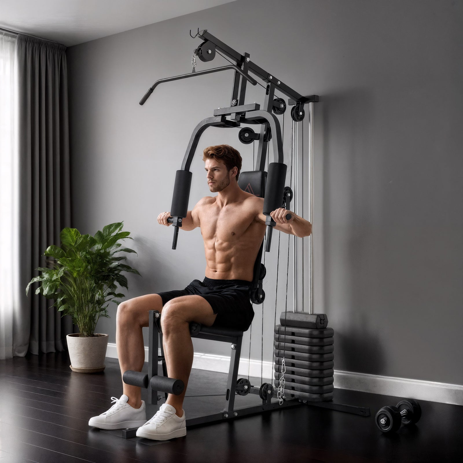 Multifunction Home Gym Machine, with 45kg Weight Stacks, for Strength Training