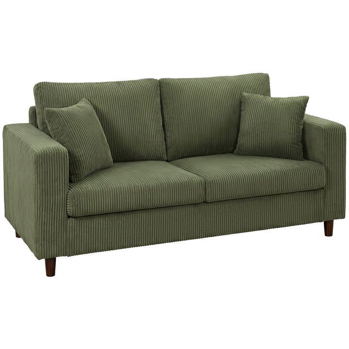 Loveseat Sofa with Wide Seat, Corduroy 2 Seater Couch with Deep Seat, 